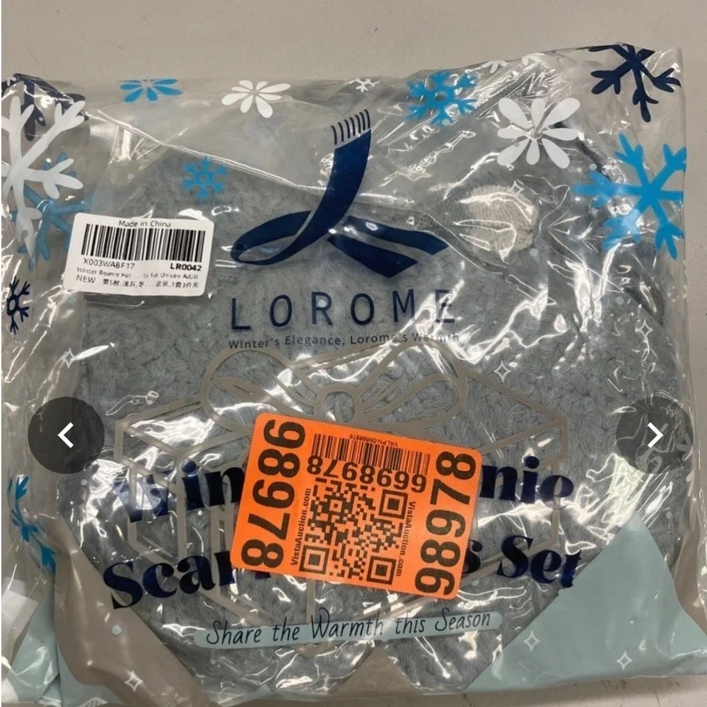 LOROME 3pc Winter Beanie Hat Scarf and Touchscreen Gloves Set Grey NWOT